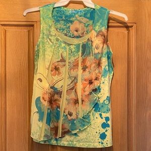 Cato Artistic Floral Tank Top - beautiful chiffon look layering!